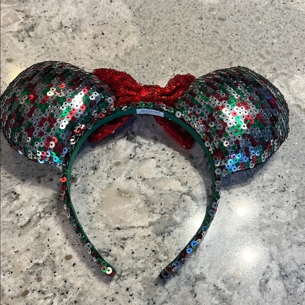 Disney Red and Green Sequin Mouse Ears Headband